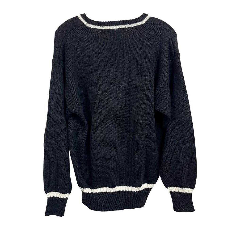 Vintage Black Golf Novelty Print V-Neck Pullover Sweater Preppy - Size Medium - Picture 2 of 5